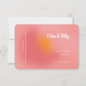 Moderne Retro Gradiënt Roze Oranje Foto Save The Date (Voorkant)