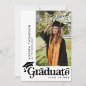 Moderne Retro Graduation Cap Fotocollage Kaart (Voorkant)
