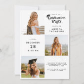 Moderne Retro Graduation Cap Fotocollage Kaart (Achterkant)