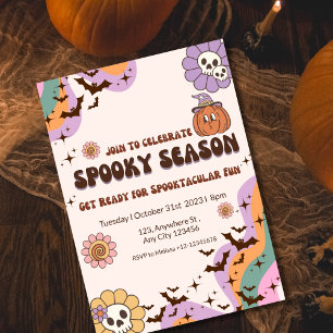 Moderne Retro Groovy Spooktacular Fun Halloween Kaart