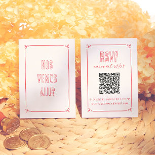 Moderne Retro Handgetekende QR Spaanse Trouw-RSVP Informatiekaartje