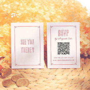 Moderne Retro Handgetekende Quirkige QR Huwelijks Informatiekaartje