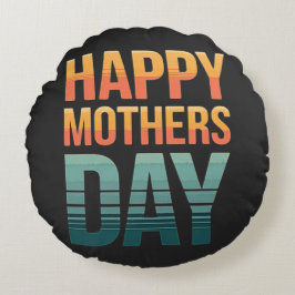 Moderne Retro Happy Mothers Day Rond Kussen
