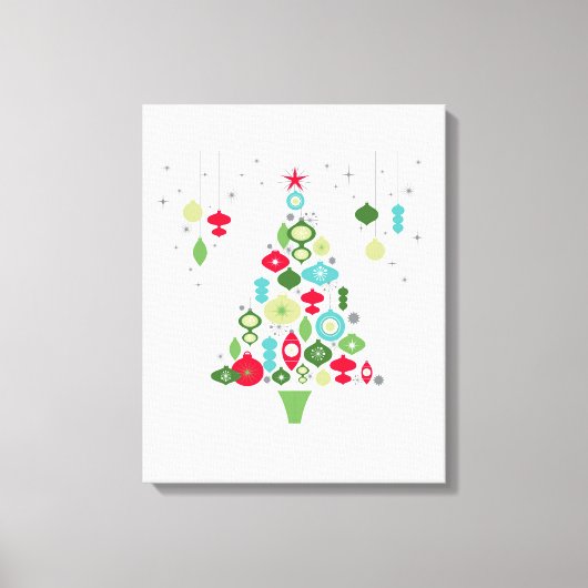 Moderne retro kerstboom canvas afdruk (Voorkant)