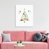 Moderne retro kerstboom canvas afdruk (Insitu (Woonkamer))