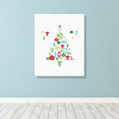 Moderne retro kerstboom canvas afdruk (Insitu (Houten vloer))