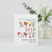 Moderne Retro Kleurrijke Bloemen Bewaar de Datum Aankondigingskaart (Staand voorkant)