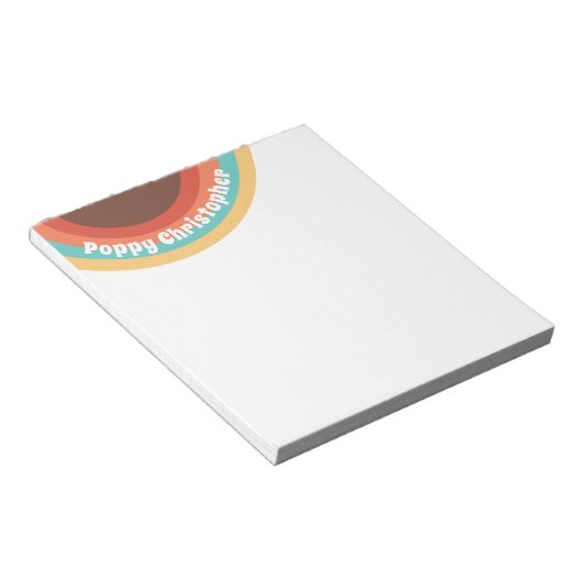 Moderne Retro Kleurrijke Groovy Curves Gepersonali Notitieblok (Schuin)