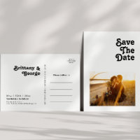 Moderne Retro Lettering Foto Save The Date Uitnodi