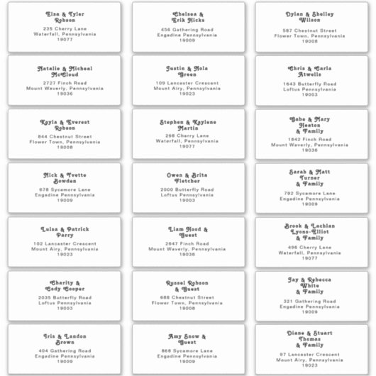 Moderne Retro Lettering Trouw Gast Adres Sticker (Voorkant)