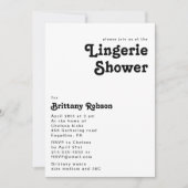 Moderne Retro Letting Lingerie Douche Invitation (Devant)