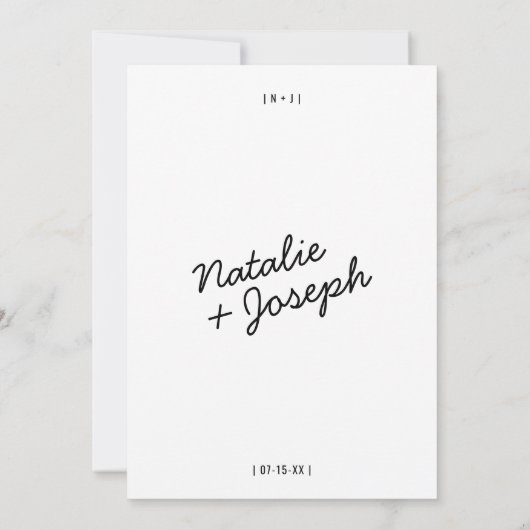 Moderne Retro Leuk Scriptbruiloft Uitnodiging (Achterkant)