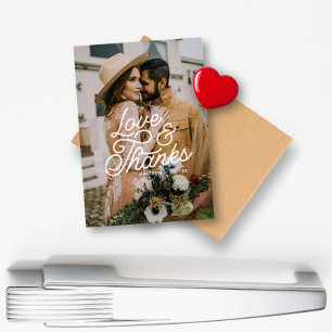 Moderne Retro Liefde en Bedankt Fotobruiloft Magneet