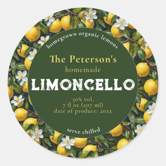 Moderne Rétro Limoncello Étiquette de boisson (Devant)