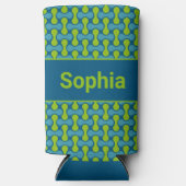 Moderne Retro Link Patroon in Blauw en Groen (Voorkant)
