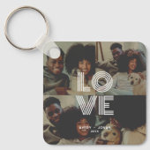 Moderne  Retro Love Typografie 4 Foto Sleutelhanger (Voorkant)