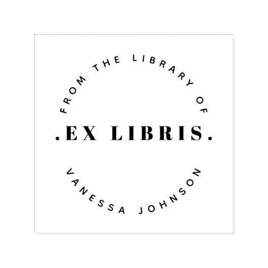 Moderne Retro Minimale Aangepaste Naam Ex Libris B Zelfinktende Stempel (Design)