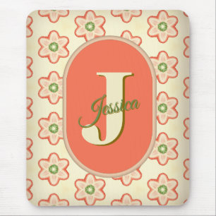 moderne retro monogram mousepad muismat
