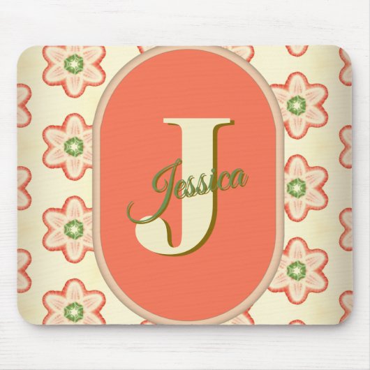 moderne retro monogram mousepad muismat (Voorkant)