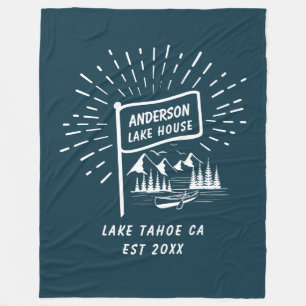 Moderne Retro Nautische Familie Lake House Marine Fleece Deken