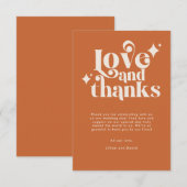 Moderne Retro Oranje en Crème Trouw Dank Je Bedankkaart (Voorkant / Achterkant)