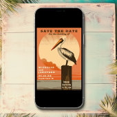 Moderne Retro Pelican Beach bruiloft Save The Date