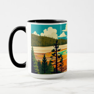 Moderne Retro Poster van de Grand Prismatic Spring Mok