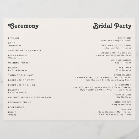 Moderne Retro Rainbow Budget Programme de mariage  (Dos)