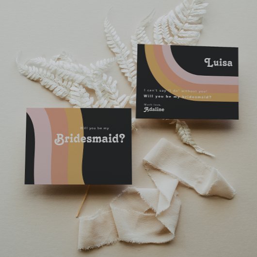 Moderne Retro Rainbow Dark Bridesmaid-Kaart Kaart