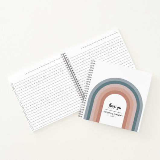 Moderne Retro Regenboog Dank u Docent Checklist Notitieboek (Binnen)