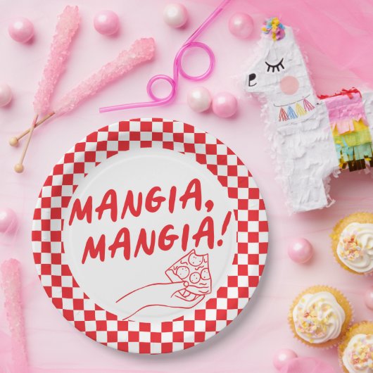 Moderne Retro Rode Italiaanse Pizzeria Pizzeria Pa Papieren Bordje (Feest)