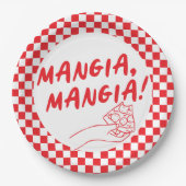 Moderne Retro Rode Italiaanse Pizzeria Pizzeria Pa Papieren Bordje (Voorkant)
