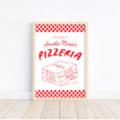 Moderne Retro Rode Italiaanse Pizzeria Pizzeria Pa Poster