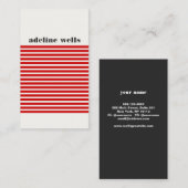 Moderne Retro rood en wit gestreept Visitekaartje (Voorkant / Achterkant)