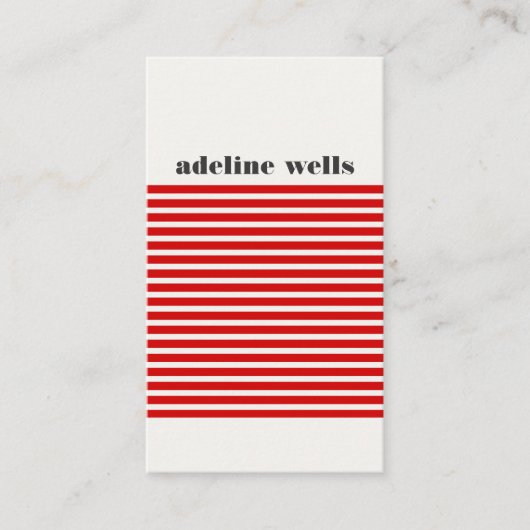 Moderne Retro rood en wit gestreept Visitekaartje (Voorkant)