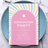 Moderne Retro Roze Boogjes 80s Afstuderen Kaart