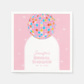 Moderne Retro Roze Disco Bal 70s 80s Bruiloft Fees Servet (Voorkant)