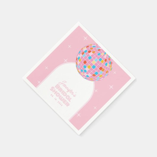 Moderne Retro Roze Disco Bal 70s 80s Bruiloft Fees Servet (Hoek)