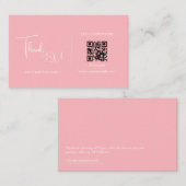 Moderne Retro Roze en Witte QR-Code Dank u Kaart Visitekaartje (Voorkant / Achterkant)