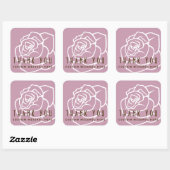 Moderne retro roze rozenbloem Dank u Vierkante Sticker (Vel)