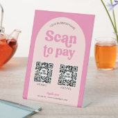 Moderne Retro Roze Scan om te Betalen 2 QR-code be Reclamebord Met Voetstuk (Insitu)