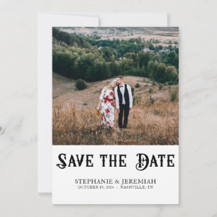 Moderne Retro Rustic Verloving Foto Save The Date