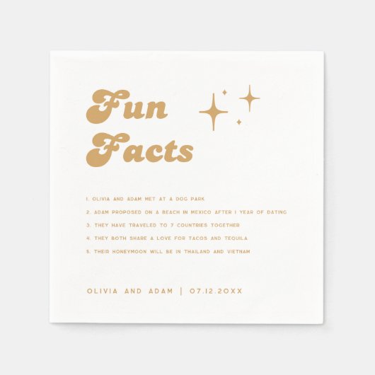 Moderne Retro  Sinaasappel Leuke Feiten Bruiloft Servet (Voorkant)