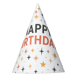 Moderne Retro Starburst Happy Birthday Feesthoedjes