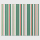 Moderne Retro Stripe Kerstvakantie Cadeaupapier (Vlak)