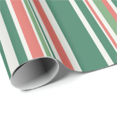 Moderne Retro Stripe Kerstvakantie Cadeaupapier (Rol Hoek)
