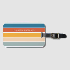 Moderne Retro Sunset Stripes gepersonaliseerd Bagagelabel