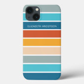 Moderne Retro Sunset Stripes gepersonaliseerd Case-Mate iPhone Case (Achterkant)