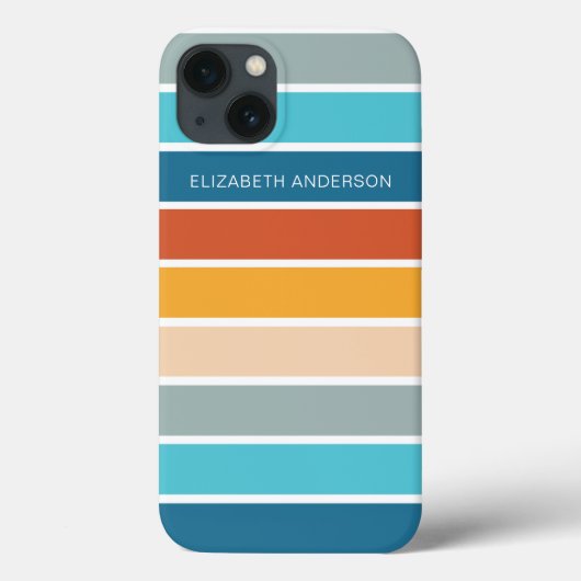 Moderne Retro Sunset Stripes gepersonaliseerd Case-Mate iPhone Case (Achterkant)