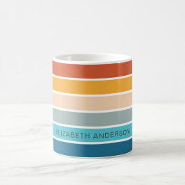 Moderne Retro Sunset Stripes gepersonaliseerd Koffiemok